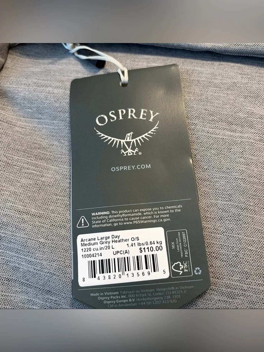 OSPREY durable backpack